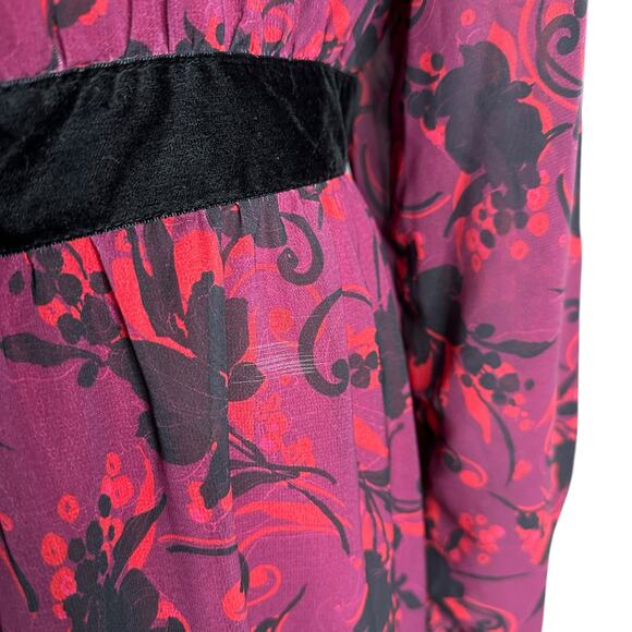 LDT Brooke Maxi Dress Purple Red Floral Pattern Long Women's Size 14 Glam Chic - Picture 9 of 14